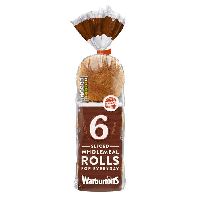 Warburtons sliced wholemeal rolls 6 pack (British brand)