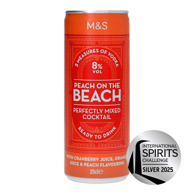M&S Peach On The Beach Cocktail 250ml, imported from the UK