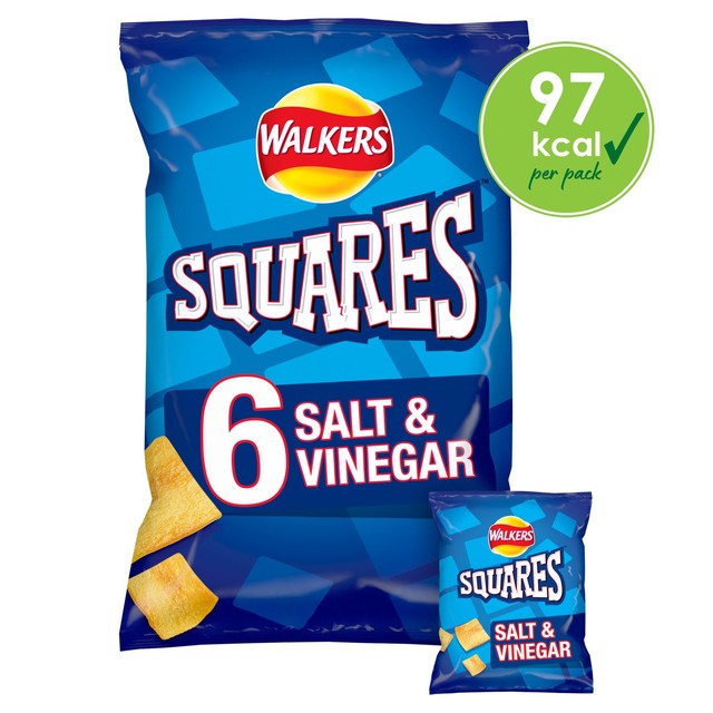 Walkers Squares Salt & Vinegar potato snacks multipack 6x22g (British brand)