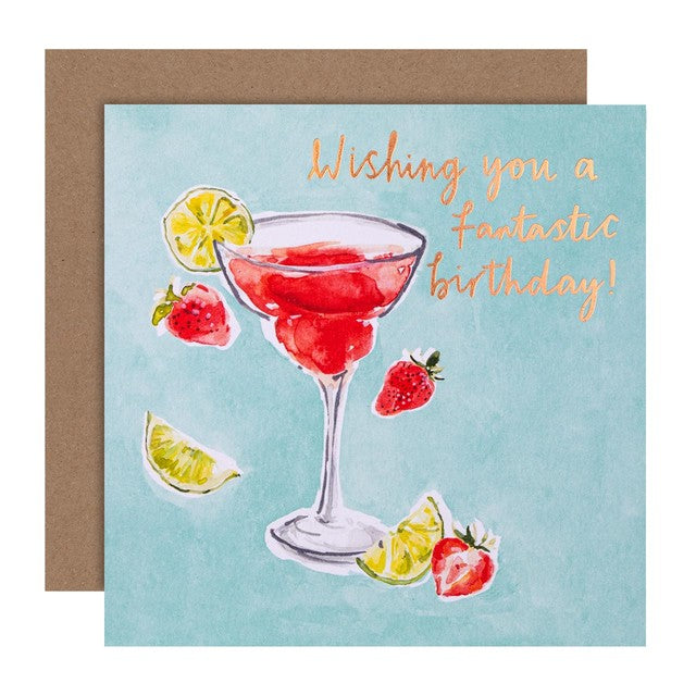 M&S fun cocktail birthday card 15cm x 15cm, imported from the UK