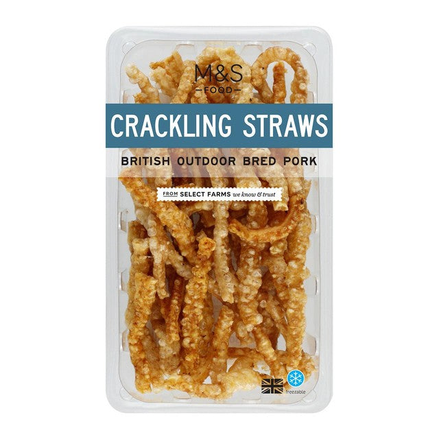 M&S pork crackling straws 30g, imported from the UK