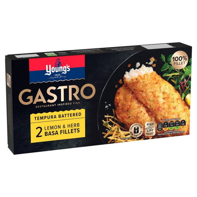 Young's lemon and herb tempura battered basa fillets 310g (British brand)