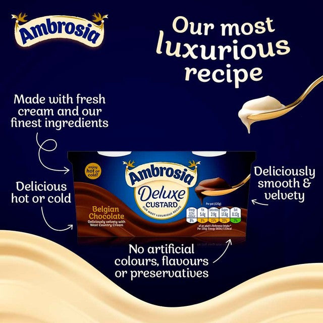 Ambrosia Belgian Chocolate Custard Pots 2 x 120g - British product