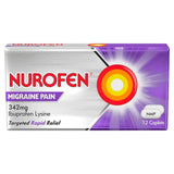 Nurofen Ibuprofen 342mg migraine relief caplets 12 pack, imported from the UK