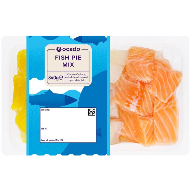 Ocado fish pie mix 340g, imported from the UK