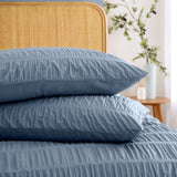 Catherine Lansfield Seersucker King Duvet Set in Lansfield Blue - British product