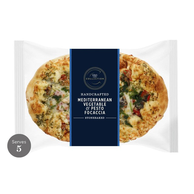 M&S Mediterranean Vegetable & Pesto Focaccia 370g, imported from the UK