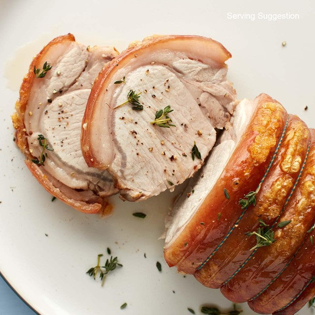 Ocado pork crackling loin joint boneless 1.25kg, imported from the UK