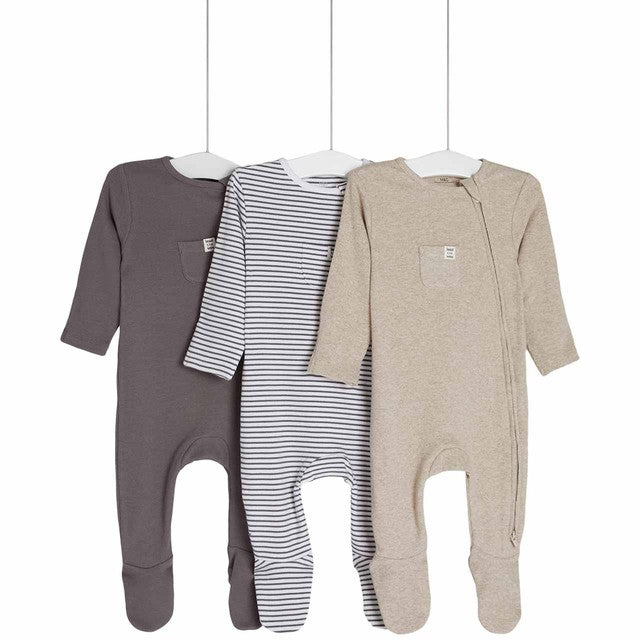 M&S Sleepsuits Striped Plain 0-3 Months, imported from the UK