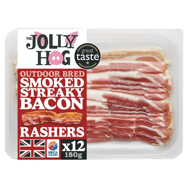 Jolly Hog smoked dry cured streaky bacon 180g, UK version