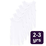 M&S Collection Unisex Cotton Vests White 2-3 Y 5-Pack