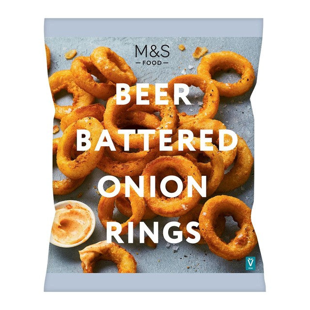 M&S beer battered onion rings 350g, imported from the UK