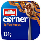 Muller Corner toffee yogurt with chocolate hoops 124g, imported from the UK