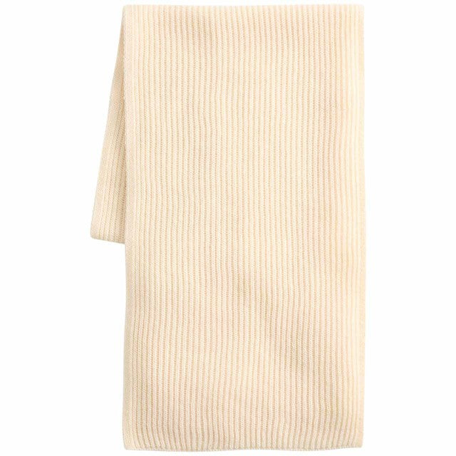 M&S Women's Ribbed Knit Scarf in Cream, 180cm, imported from the UK