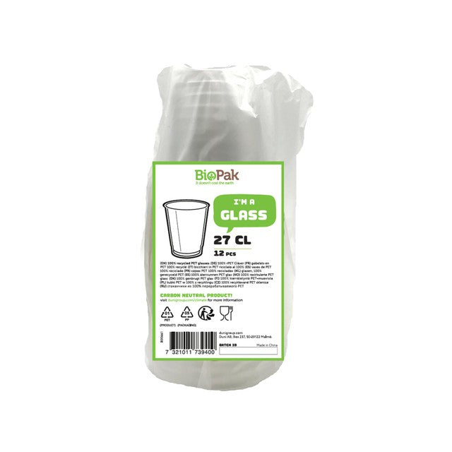 Duni BioPak recycled plastic glasses 270ml - British product
