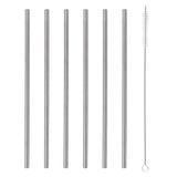 Viners Long Stainless Steel Drinking Straws 23cm 6 Pack