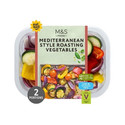 M&S Mediterranean Roasting Vegetables with Basil & Lemon Dressing Vegetable Side Pack 350g