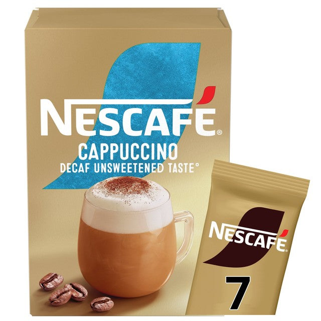 Nescafe Gold decaf unsweet cappuccino coffee 7 sachets, imported from the UK
