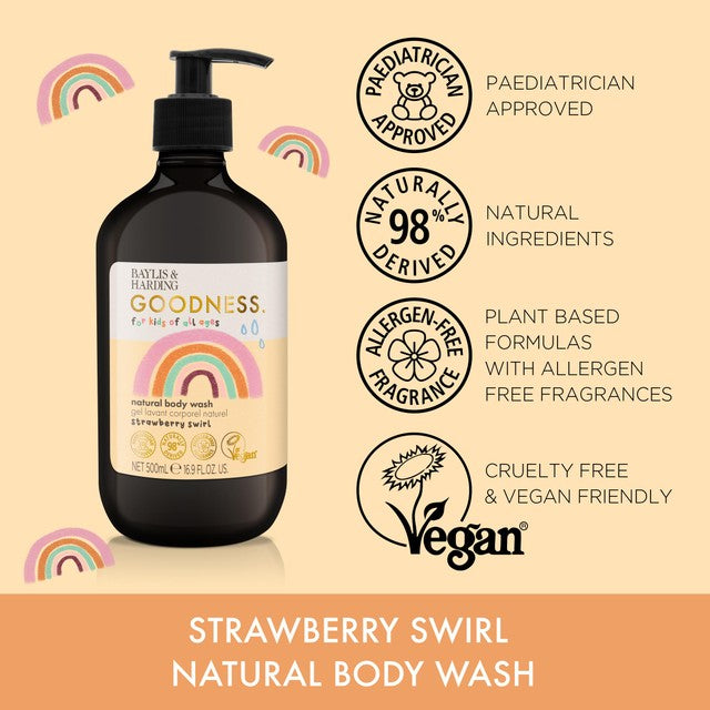 Baylis & Harding kids body wash strawberry swirl 500ml - British product