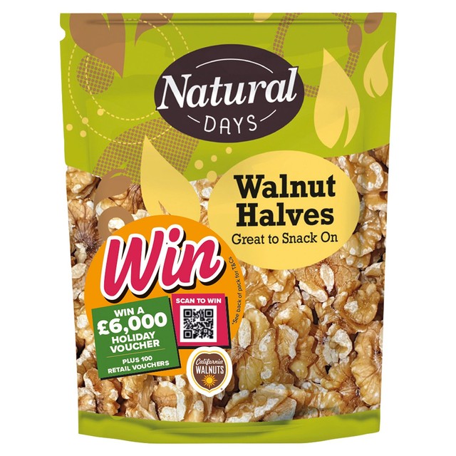 Natural Days Walnut Halves 200g, imported from the UK