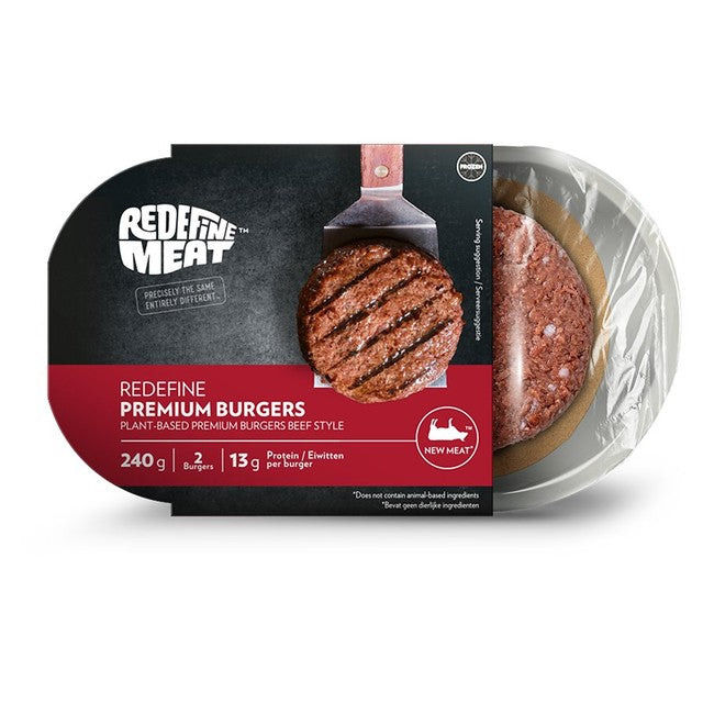 Redefine Meat plant-based burger 2 x 120g, imported from the UK