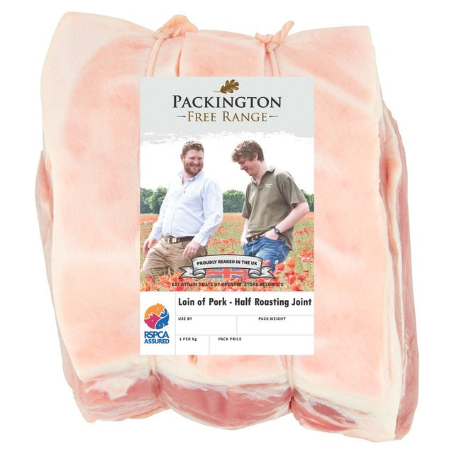 Packington half bone in pork loin joint 1.08kg, imported from the UK