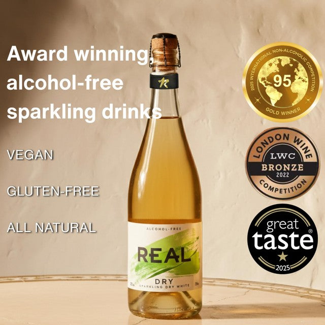 Real dry sparkling tea 75cl, imported from the UK