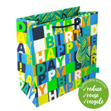 Deva Designs Neon Blue Birthday Medium Gift Bag, imported from the UK