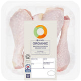 Ocado organic free range chicken drumsticks 475g, imported from the UK