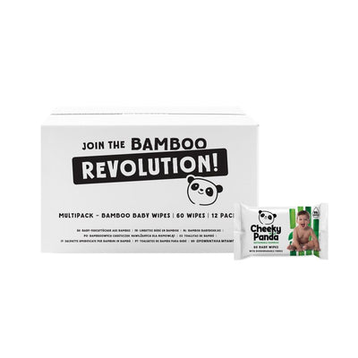The Cheeky Panda Bamboo Baby Wipes Unscented 12 x 60 Wipes