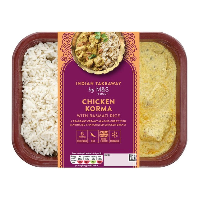 M&S Chicken Korma with Basmati Rice, imported from the UK