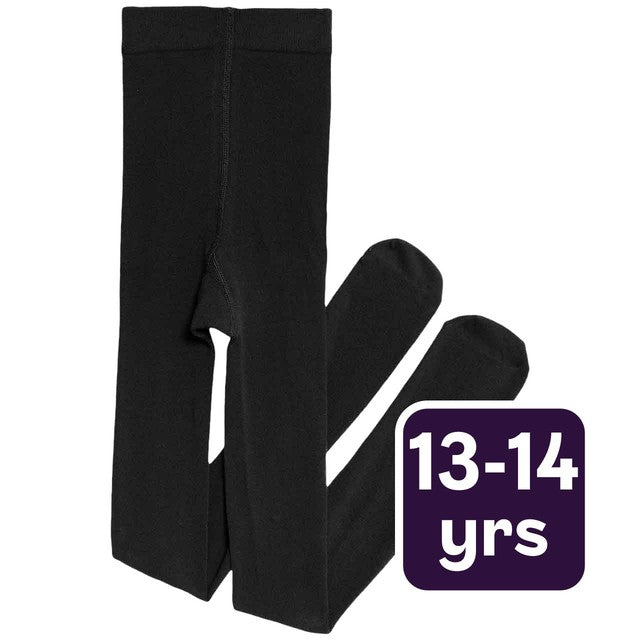 M&S Girls School Tights Black 13-14 Years, imported from the UK