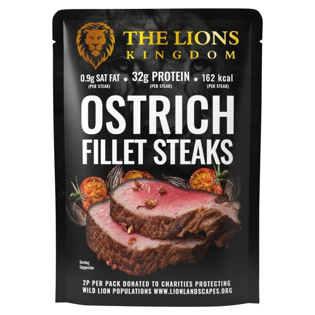 The Lions Kingdom part-cooked ostrich fillet steaks 250g (British brand)