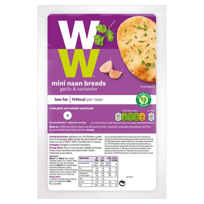 Weight Watchers Hvitløk & Koriander Mini Naanbrød 4 per pakke