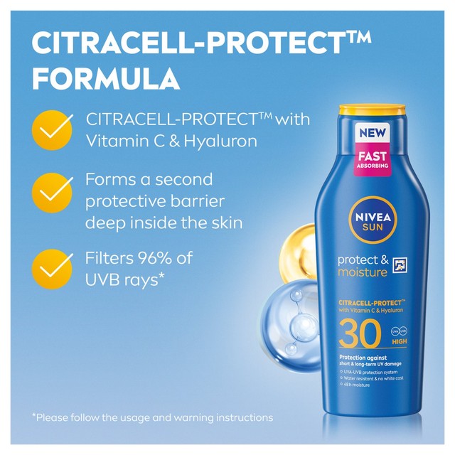Nivea sun lotion SPF30 400ml, imported from the UK