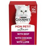 Gourmet Mon Petit wet cat food variety with beef, chicken, lamb 6 x 50g pouches, UK version