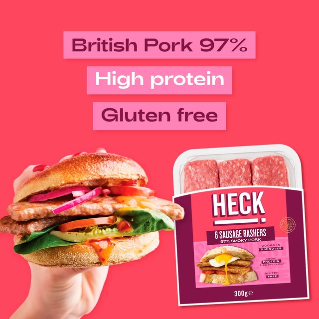 Heck smoky pork sausage rashers 300g, UK version