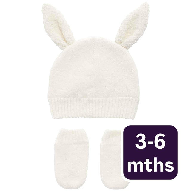 M&S baby hat and mittens, Ecru, 3-6 months, imported from the UK