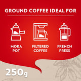 Lavazza Qualita Rossa ground coffee 250g, UK version
