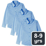 M&S Boys Slim Fit Easy to Iron Shirts Blue School Shirts 8-9 Years