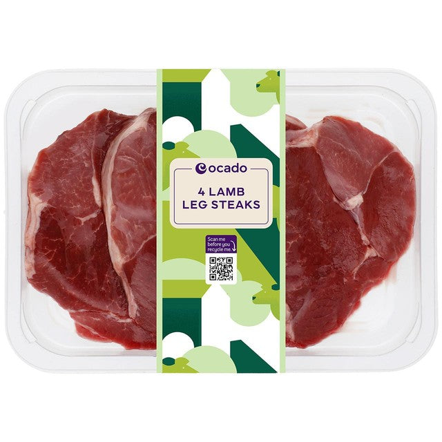 Ocado lamb leg steaks 4 pieces 450g, imported from the UK