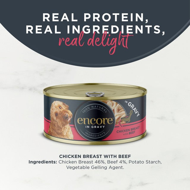 Encore chicken with beef in gravy wet dog food 156g - British product