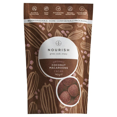 Nourish Organic Cacao Coconut Macaroons Sweet Treat 140g