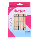 Sorbo Wooden Pegs Clothes Pegs Pack of 36