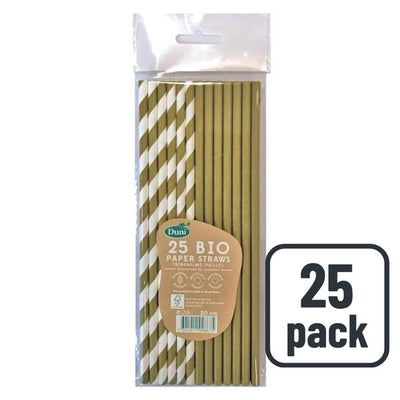 Pailles en papier bio recyclables Duni Bio Gold & White 25 paquets