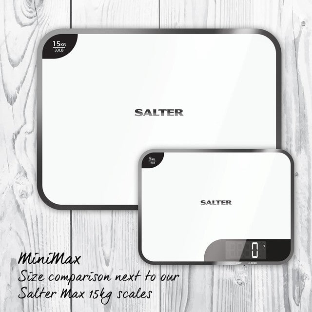 Salter Super Clear White Glass digital kitchen scale 5kg (British brand)