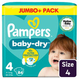 Pampers Baby-Dry Nappies Size 4 (9-14kg) Jumbo+ Pack