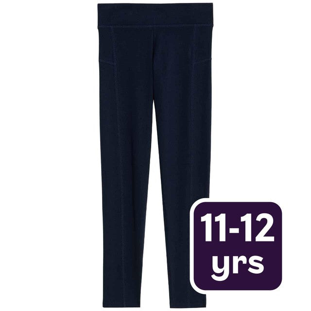 M&S girls cotton-rich leggings navy 11-12 years, imported from the UK