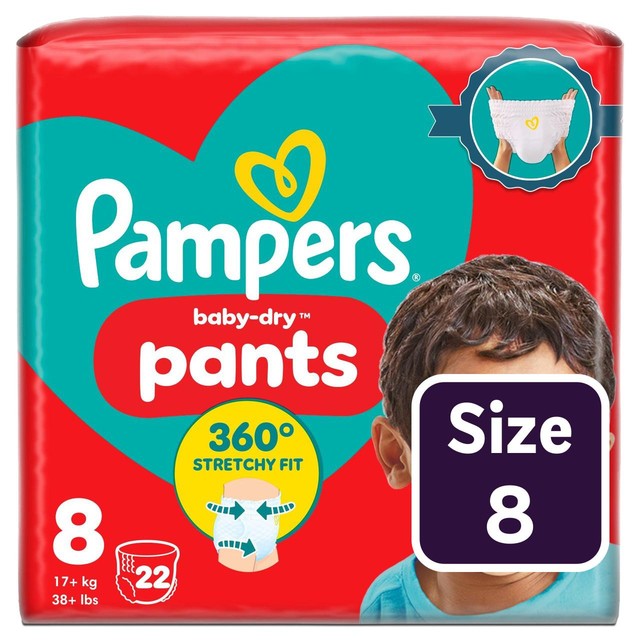 Pampers Baby Dry Nappy Pants Size 8 Essential Pack