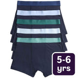 M&S Boys Core Blue/Green Trunks 5-6 Years Black Mix 5-Pack